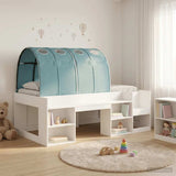 vidaXL Bedframe met Tunnel 3 pcs Wit en Lichtblauw Bewerkt hout