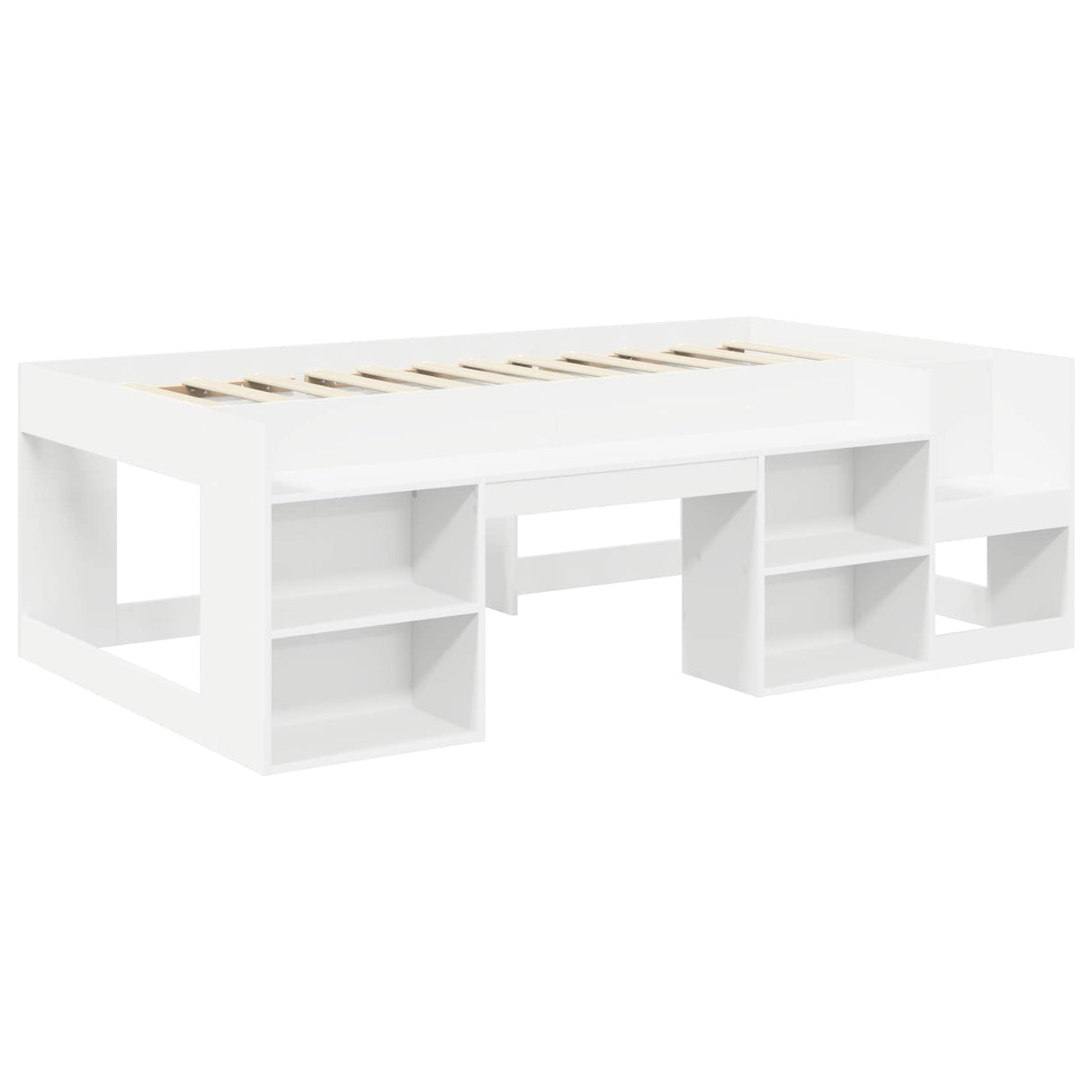 vidaXL Bedframe met Tunnel 3 pcs Wit en Lichtblauw Bewerkt hout
