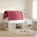 vidaXL Bedframe met Tunnel 3 pcs Wit en Lichtblauw Bewerkt hout