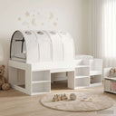 vidaXL Bedframe met Tunnel 3 pcs Wit en Lichtblauw Bewerkt hout