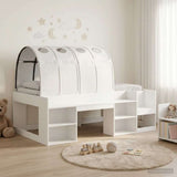 vidaXL Bedframe met Tunnel 3 pcs Wit en Lichtblauw Bewerkt hout