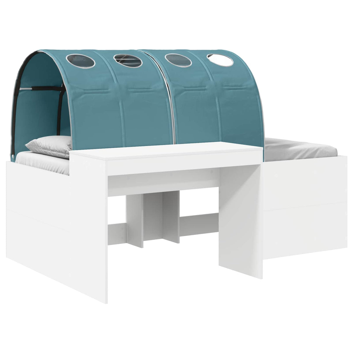 vidaXL Bedframe met tunnel met plank 3 pcs Wit en Roze Bewerkt hout