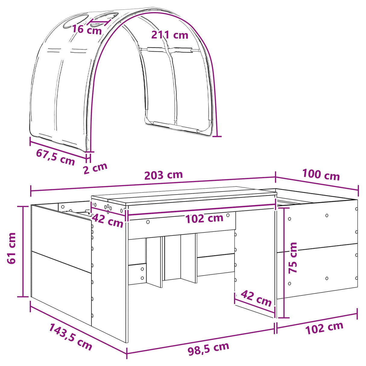 vidaXL Bed with Tunnel 4 pcs White and Light Blue Engineered Wood