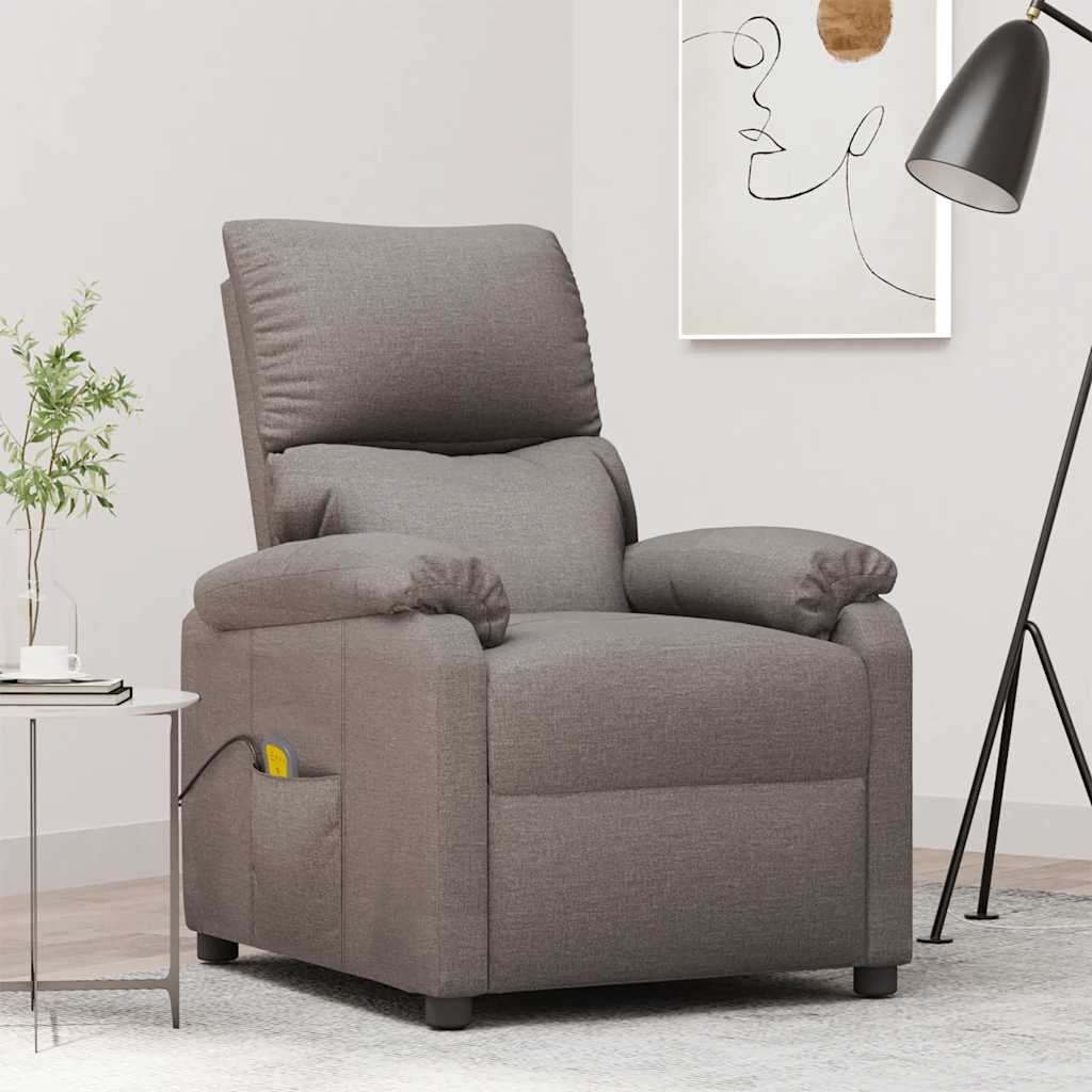 vidaXL Massage Recliner Fabric Cream