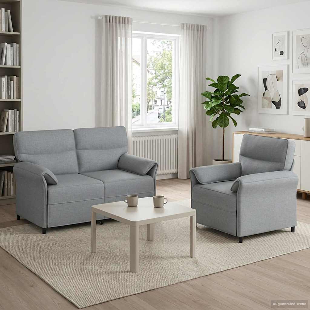 vidaXL Sofa Set 2 pcs Light Grey Fabric