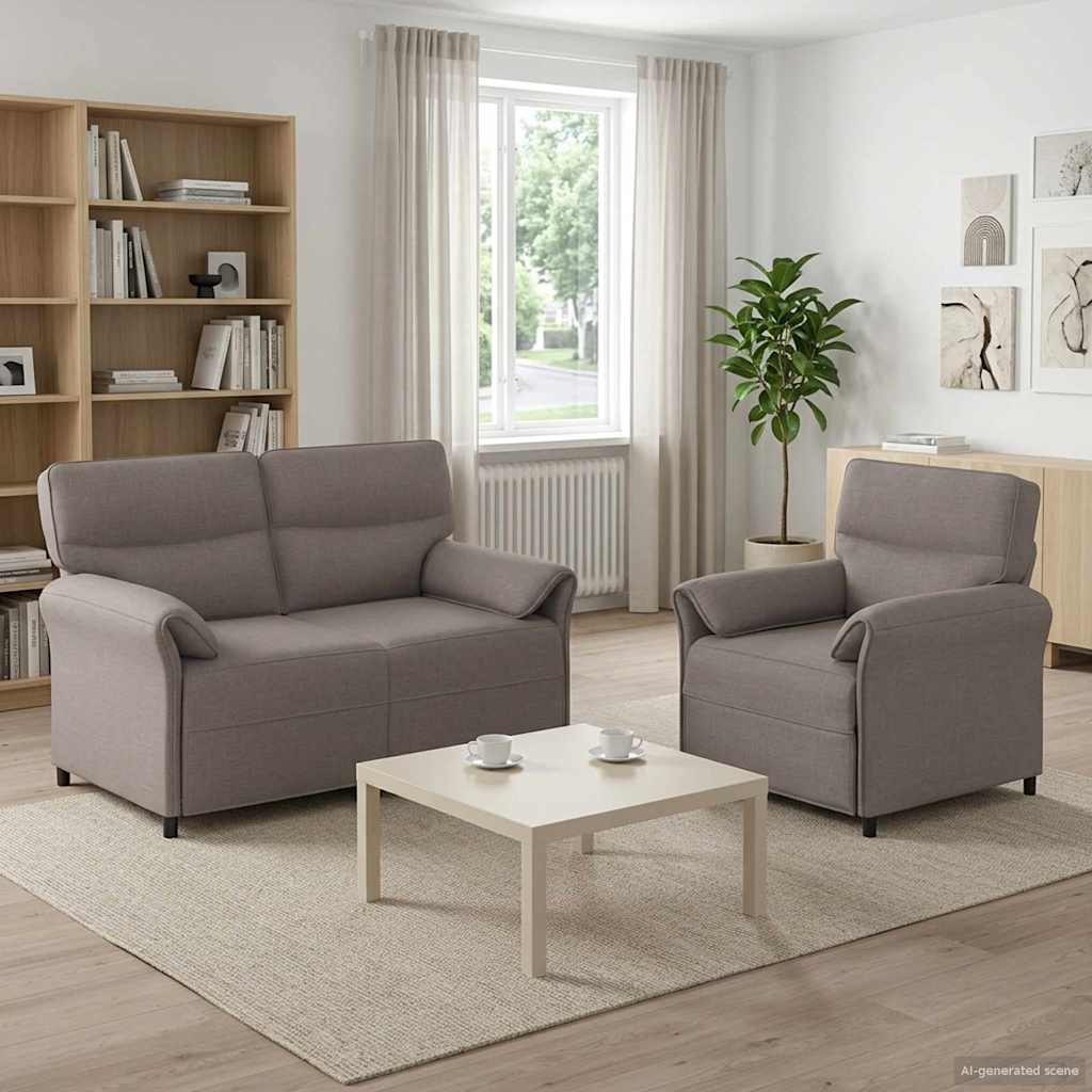 vidaXL Sofa Set 2 pcs Light Grey Fabric