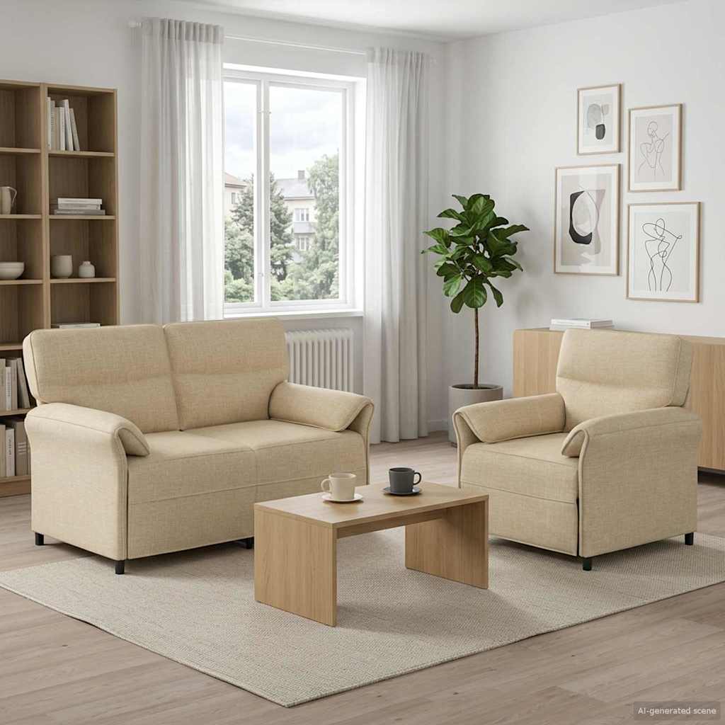 vidaXL Sofa Set 2 pcs Light Grey Fabric