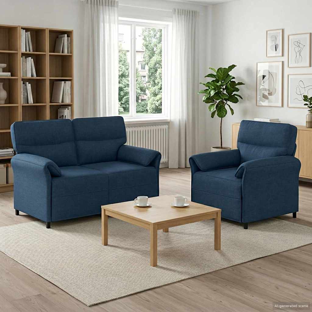 vidaXL Sofa Set 2 pcs Light Grey Fabric