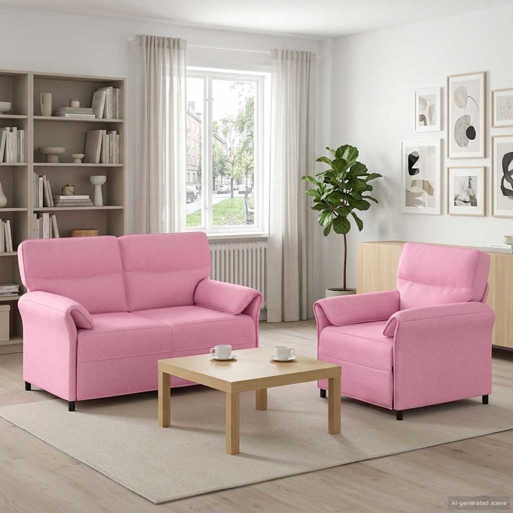 vidaXL Sofa Set 2 pcs Light Grey Fabric