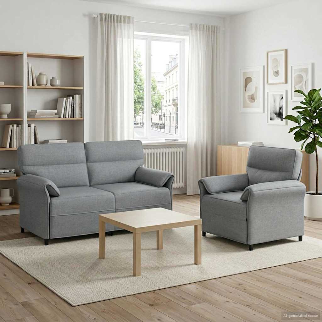 vidaXL Sofa Set 2 pcs Light Grey Fabric