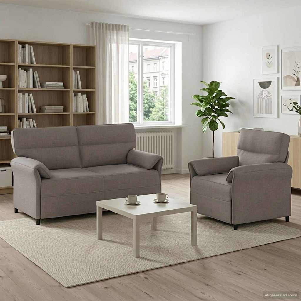 vidaXL Sofa Set 2 pcs Light Grey Fabric