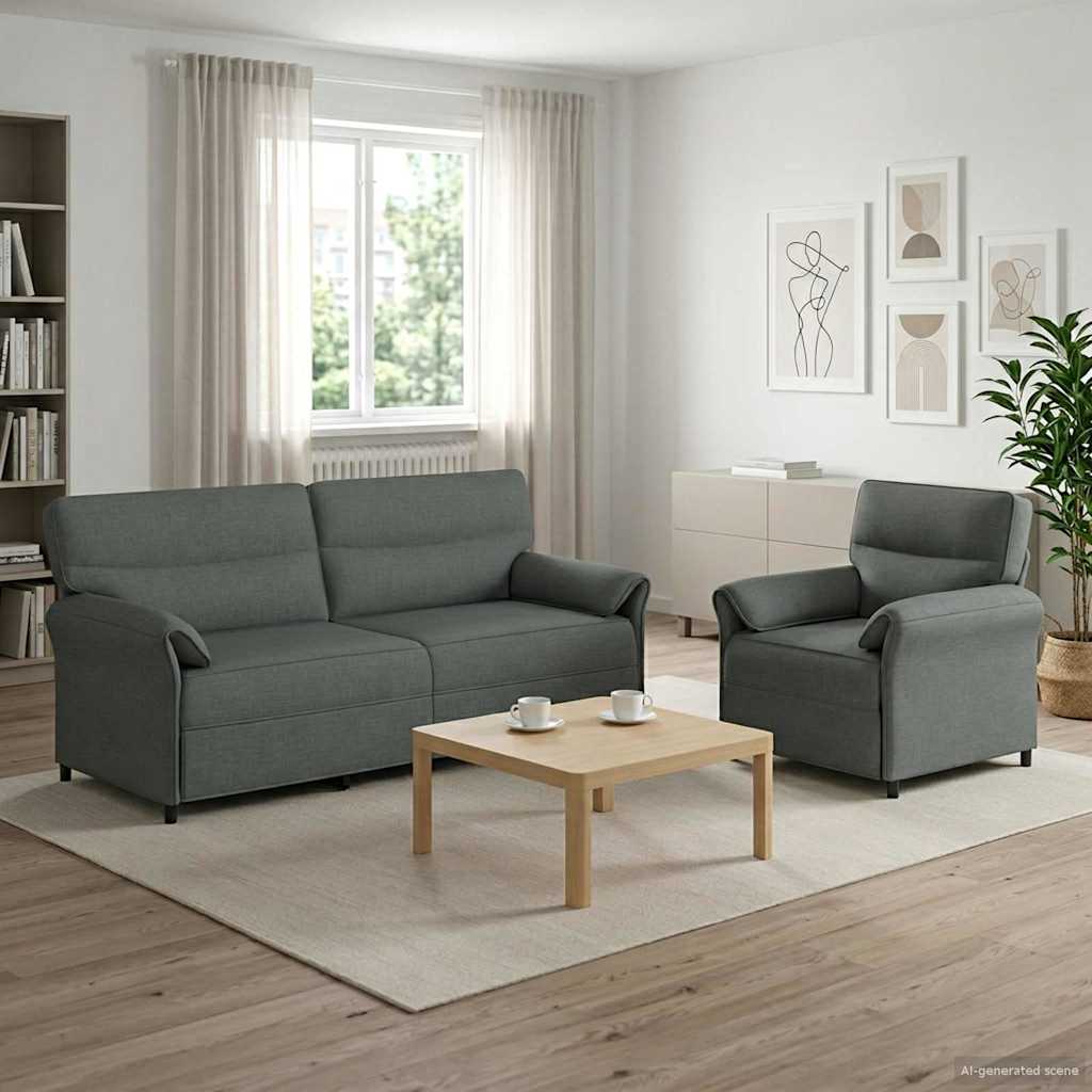 vidaXL Sofa Set 2 pcs Light Grey Fabric