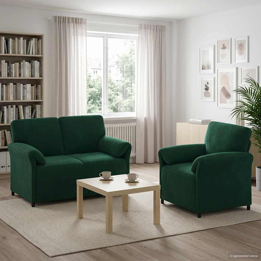 vidaXL Bankstel 2 st Lichtgrijs Fluweel