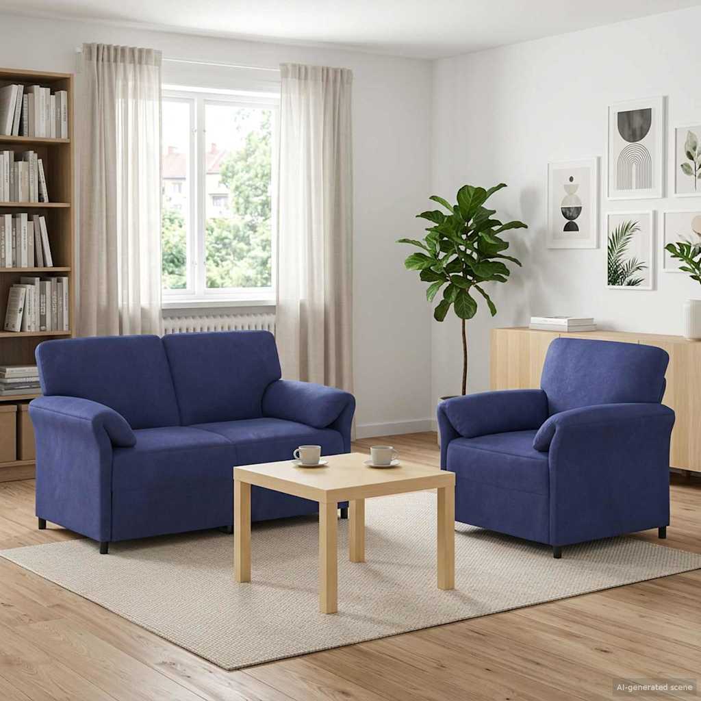 vidaXL Bankstel 2 st Lichtgrijs Fluweel