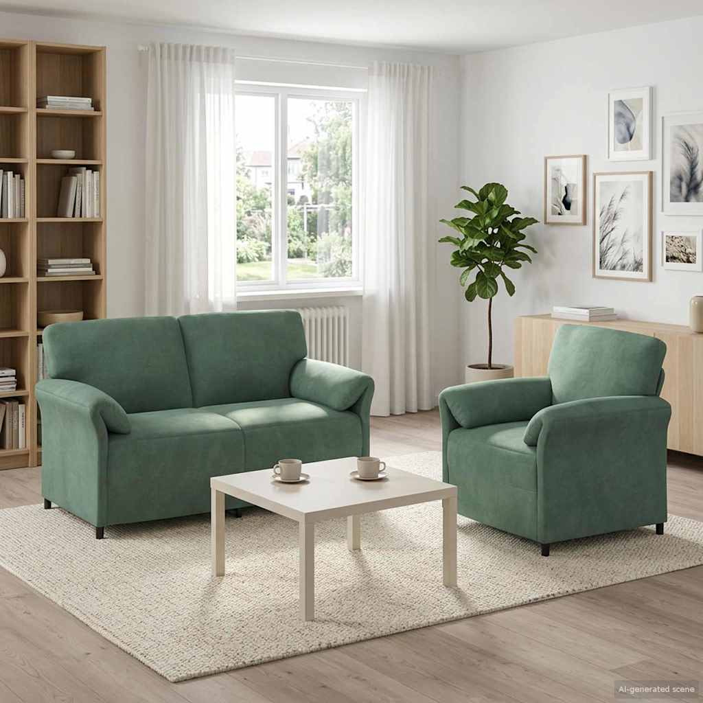 vidaXL Bankstel 2 st Lichtgrijs Fluweel