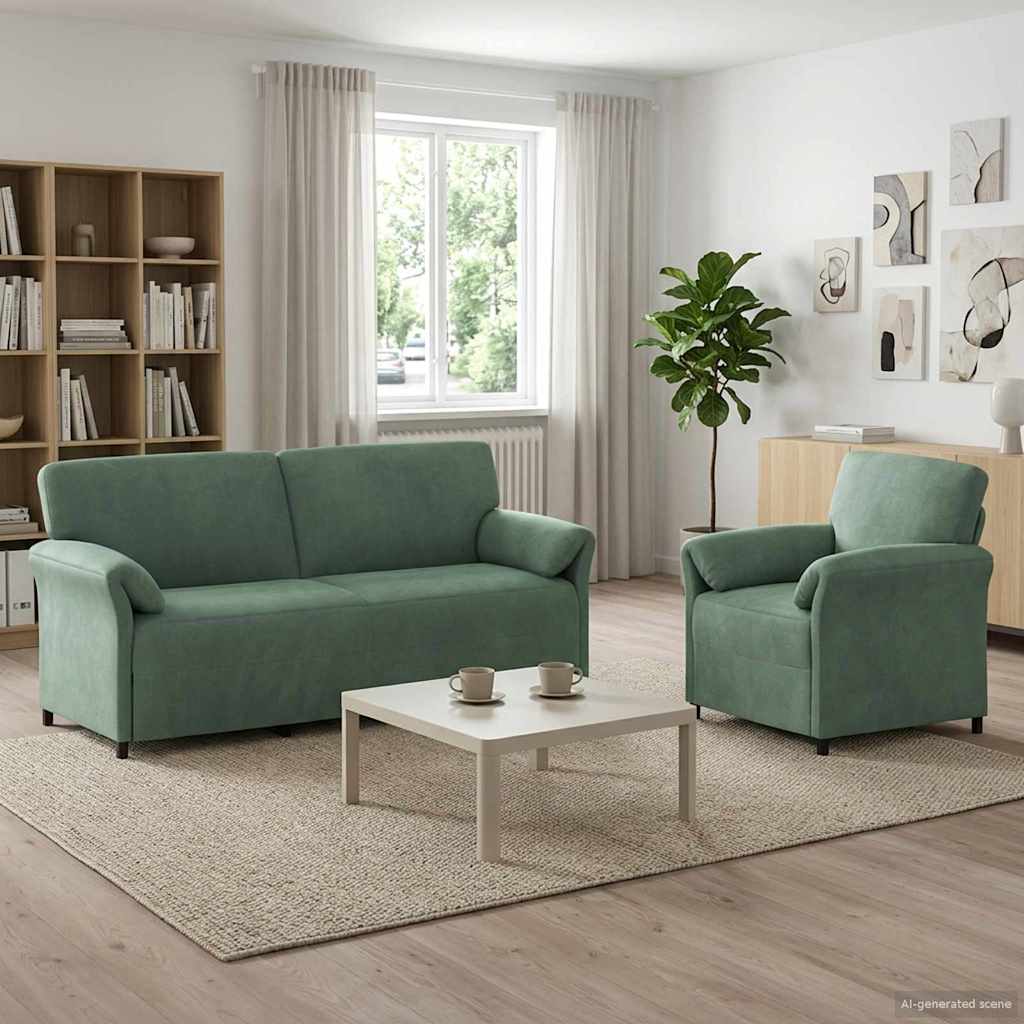 vidaXL Bankstel 2 st Lichtgrijs Fluweel