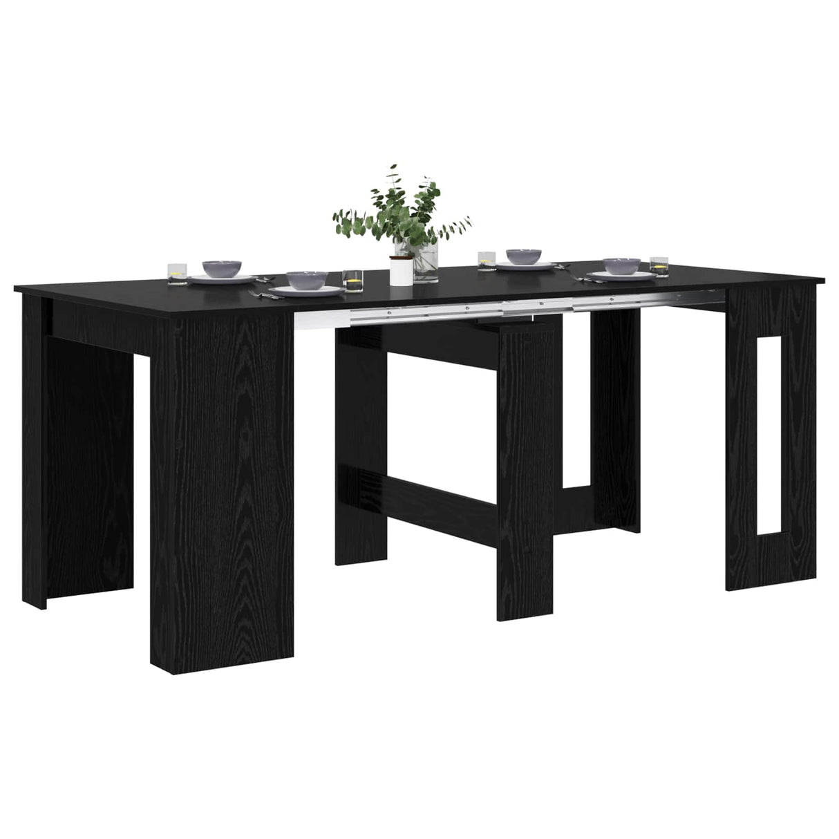 vidaXL Eettafel 180 x 85 x 75 cm Bewerkt hout Zwart eiken Rechthoekig