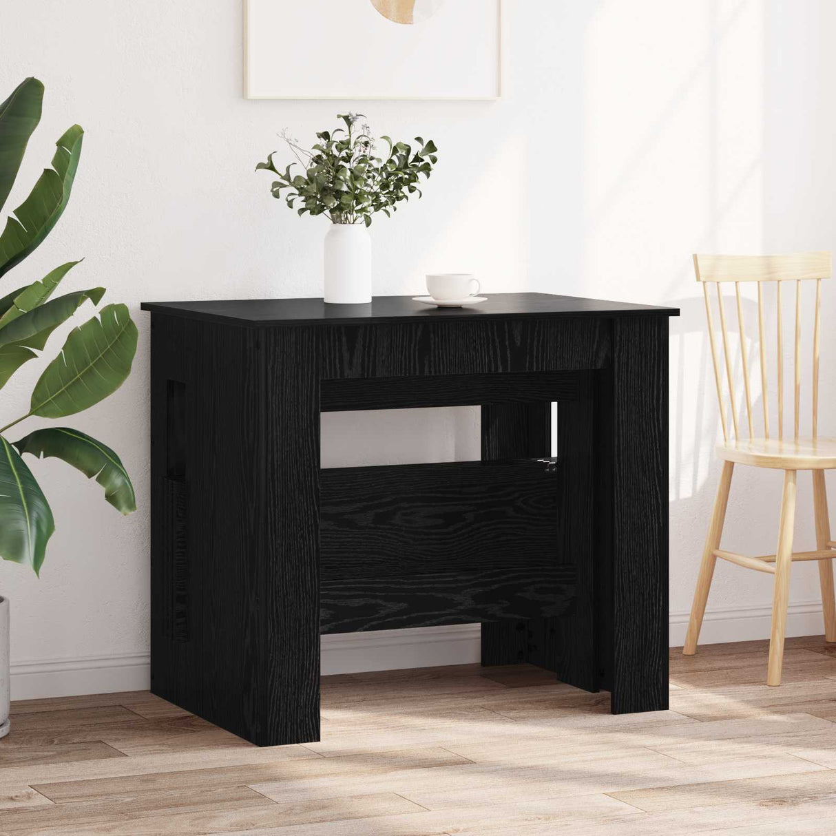 vidaXL Eettafel 180 x 85 x 75 cm Bewerkt hout Zwart eiken Rechthoekig