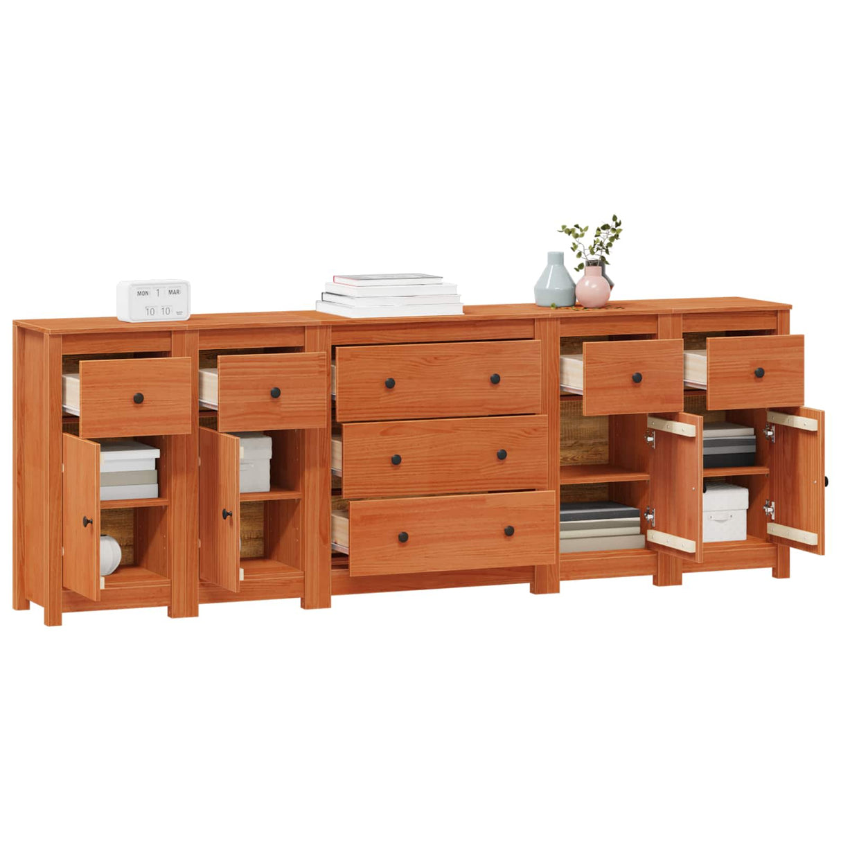 vidaXL Dressoir 230x35x80 cm massief grenenhout wit