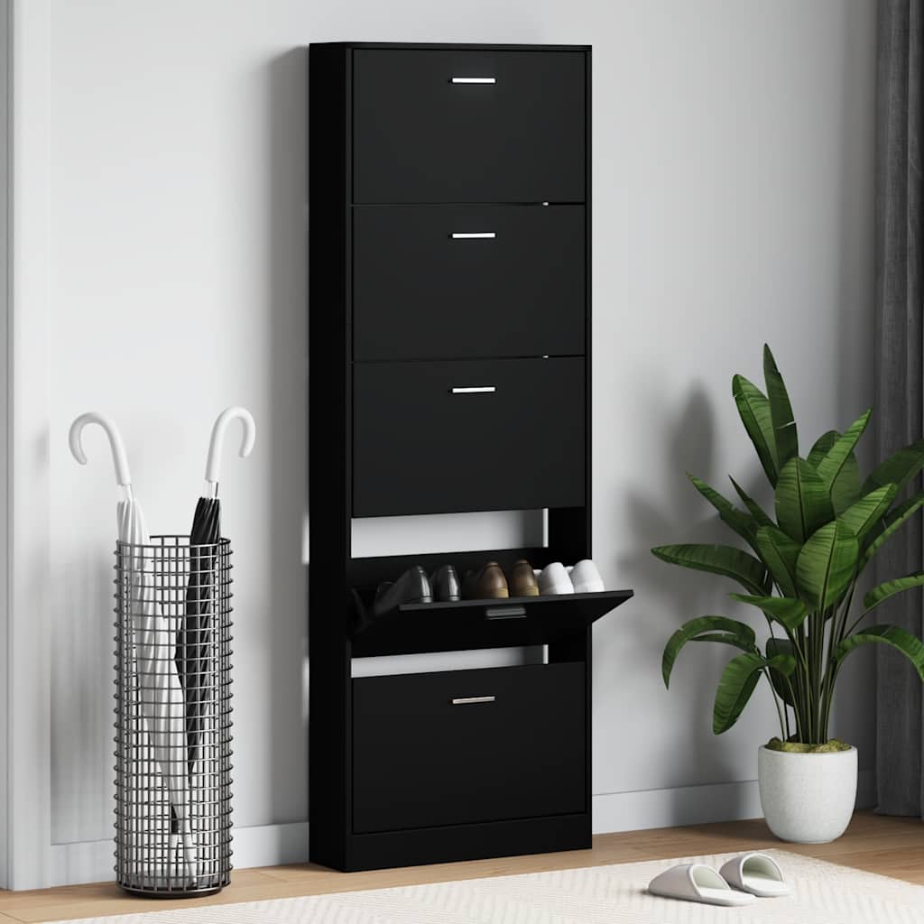 vidaXL Schoenenkast 59x17x169 cm bewerkt hout hoogglans wit