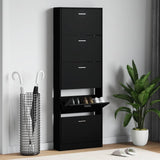 vidaXL Schoenenkast 59x17x169 cm bewerkt hout hoogglans wit