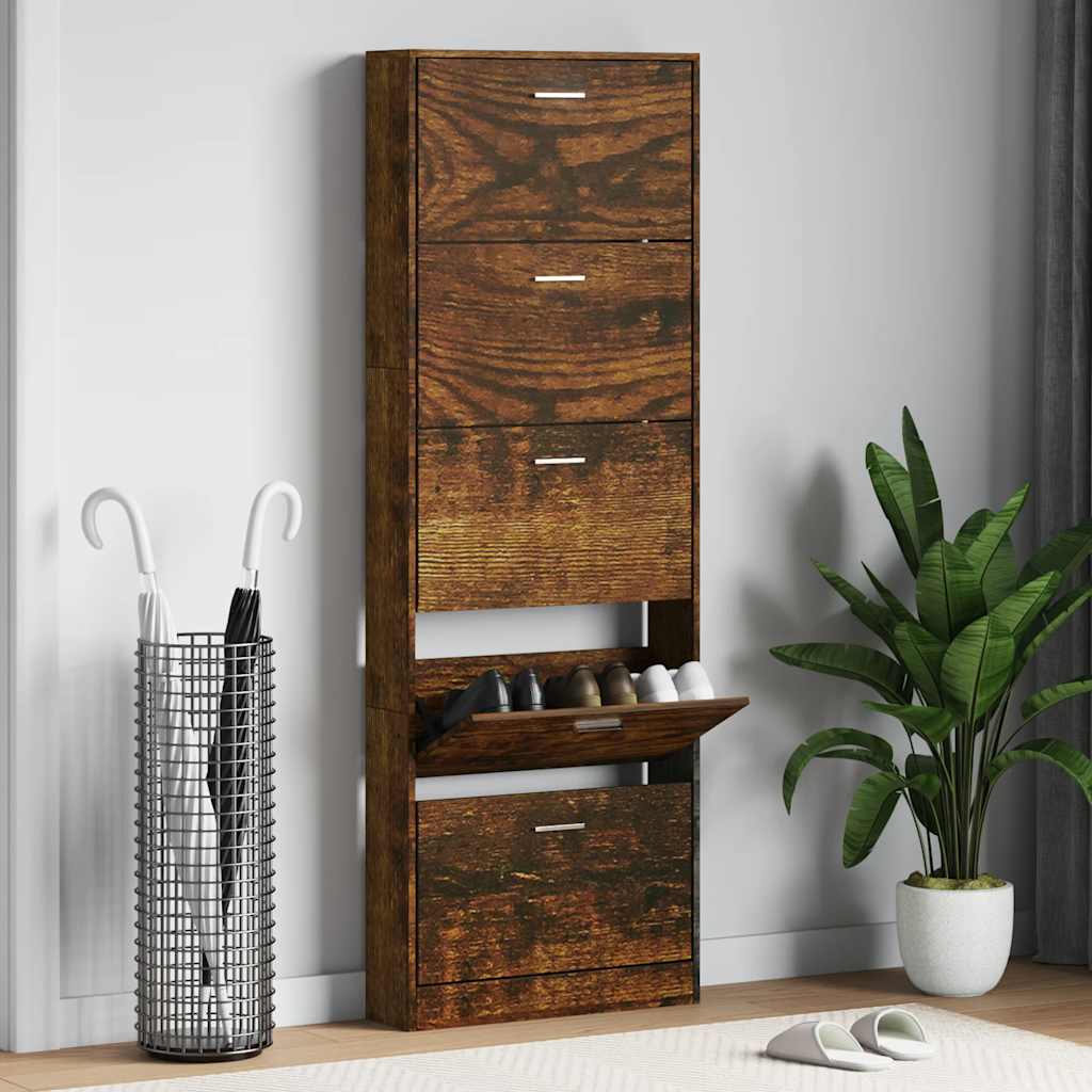vidaXL Schoenenkast 59x17x169 cm bewerkt hout hoogglans wit