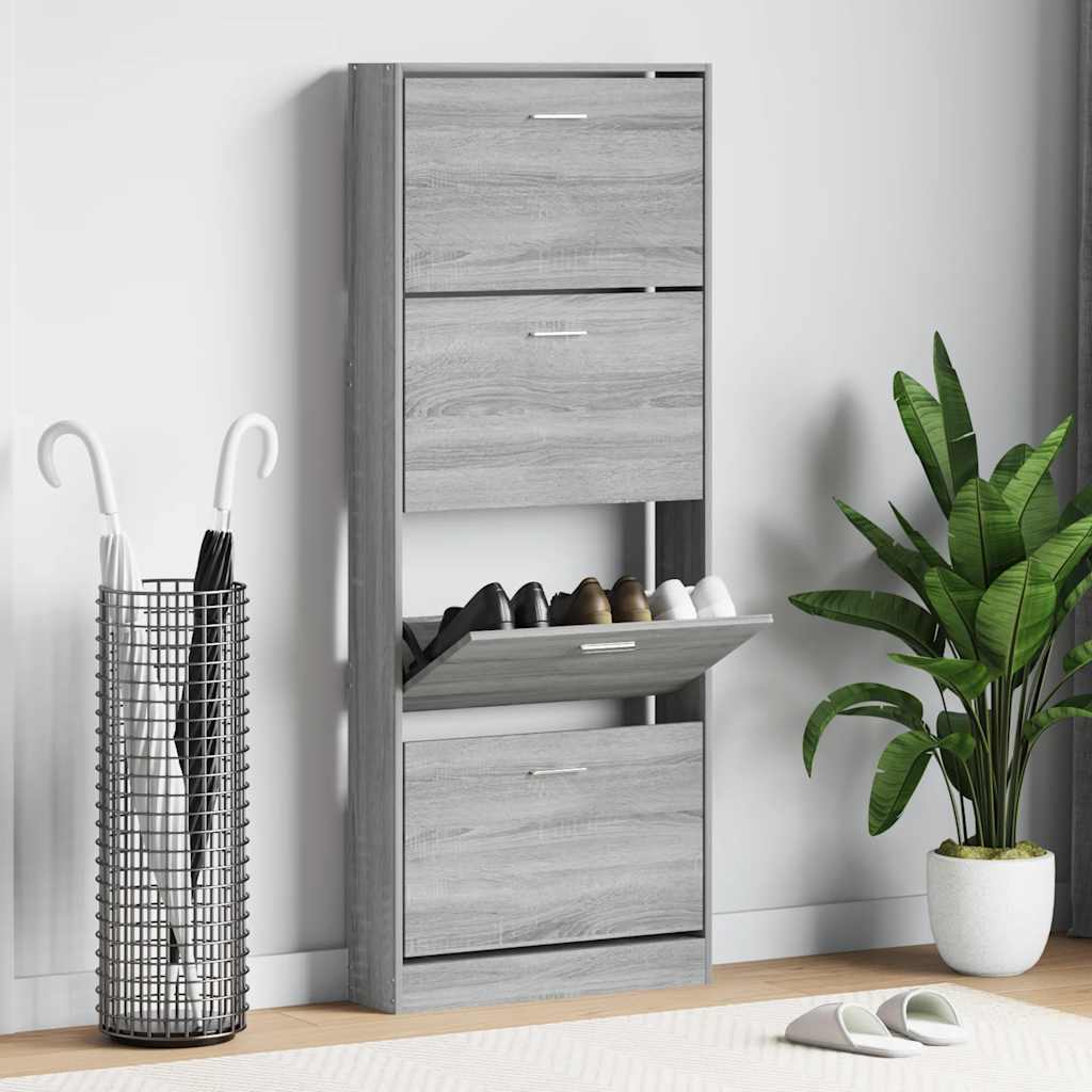 vidaXL Schoenenkast 59x17x169 cm bewerkt hout hoogglans wit