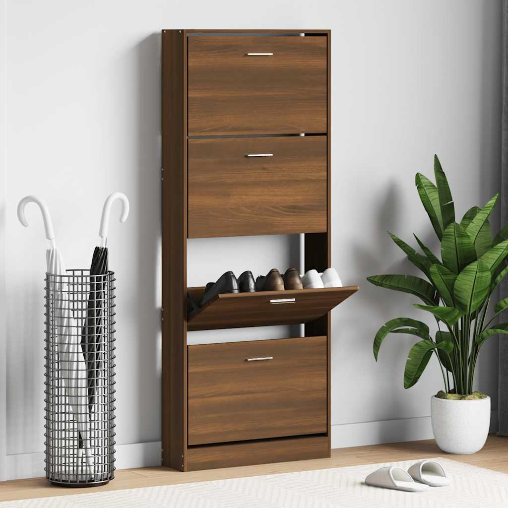 vidaXL Schoenenkast 59x17x169 cm bewerkt hout hoogglans wit