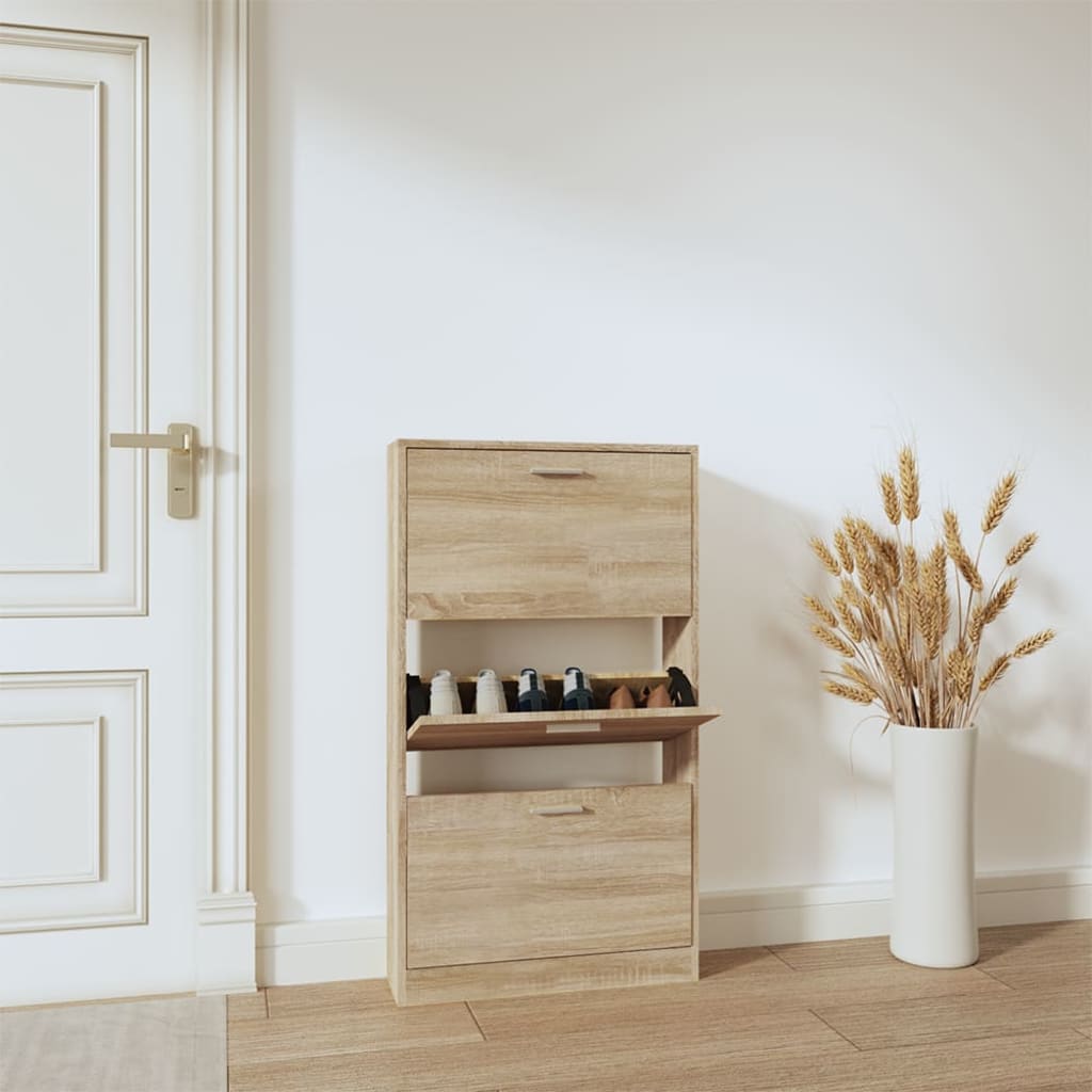 vidaXL Schoenenkast 59x17x169 cm bewerkt hout hoogglans wit