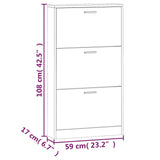 vidaXL Schoenenkast 59x17x169 cm bewerkt hout hoogglans wit