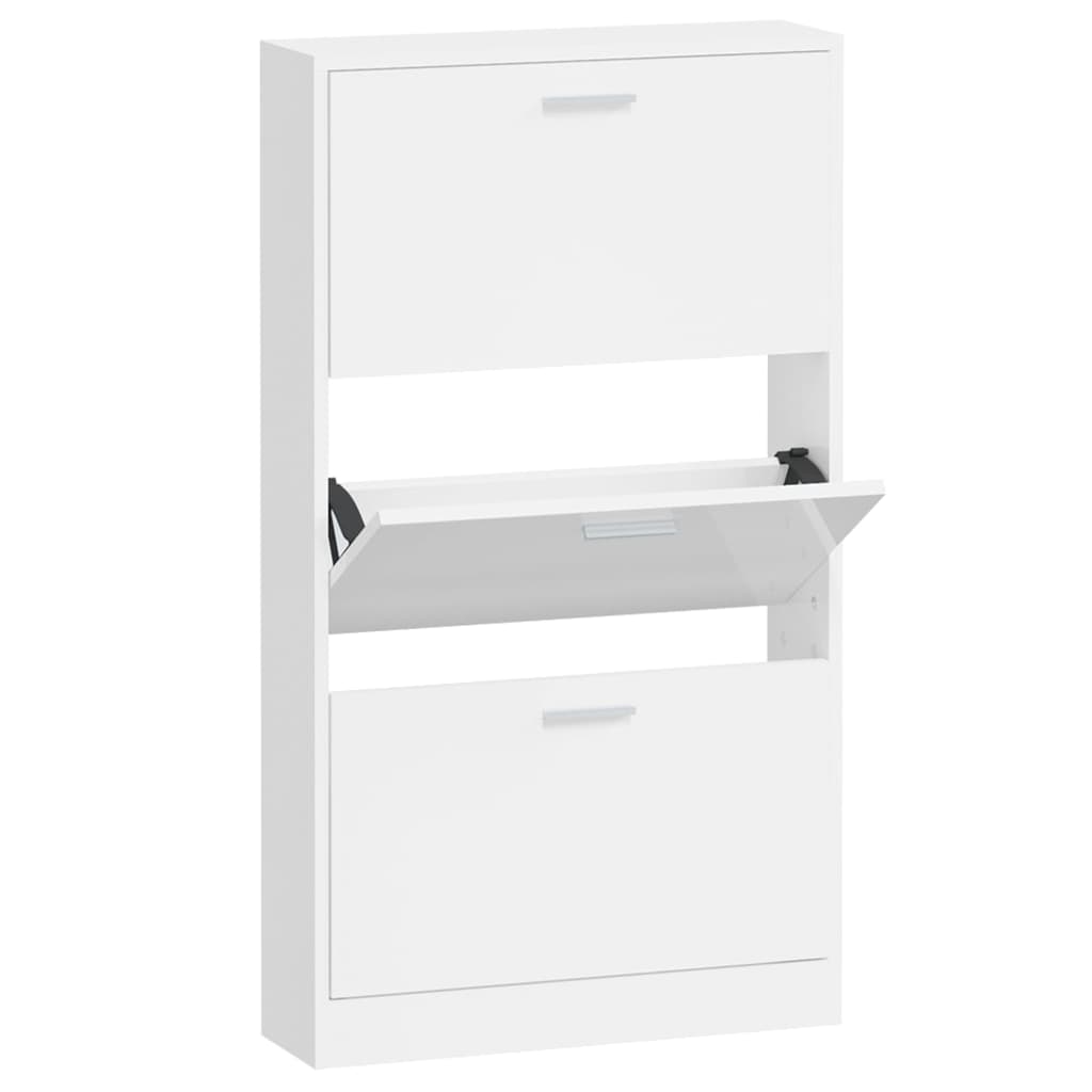 vidaXL Schoenenkast 59x17x169 cm bewerkt hout hoogglans wit