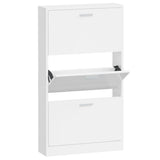 vidaXL Schoenenkast 59x17x169 cm bewerkt hout hoogglans wit