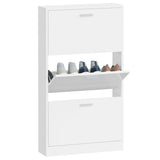 vidaXL Schoenenkast 59x17x169 cm bewerkt hout hoogglans wit