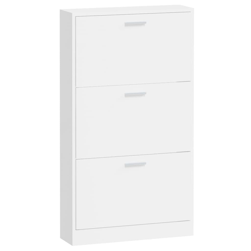 vidaXL Schoenenkast 59x17x169 cm bewerkt hout hoogglans wit