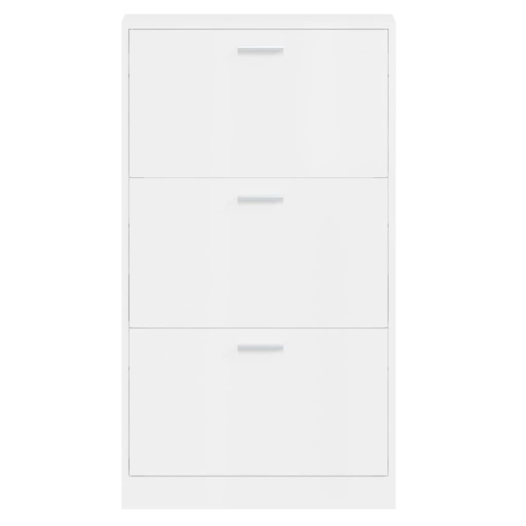 vidaXL Schoenenkast 59x17x169 cm bewerkt hout hoogglans wit