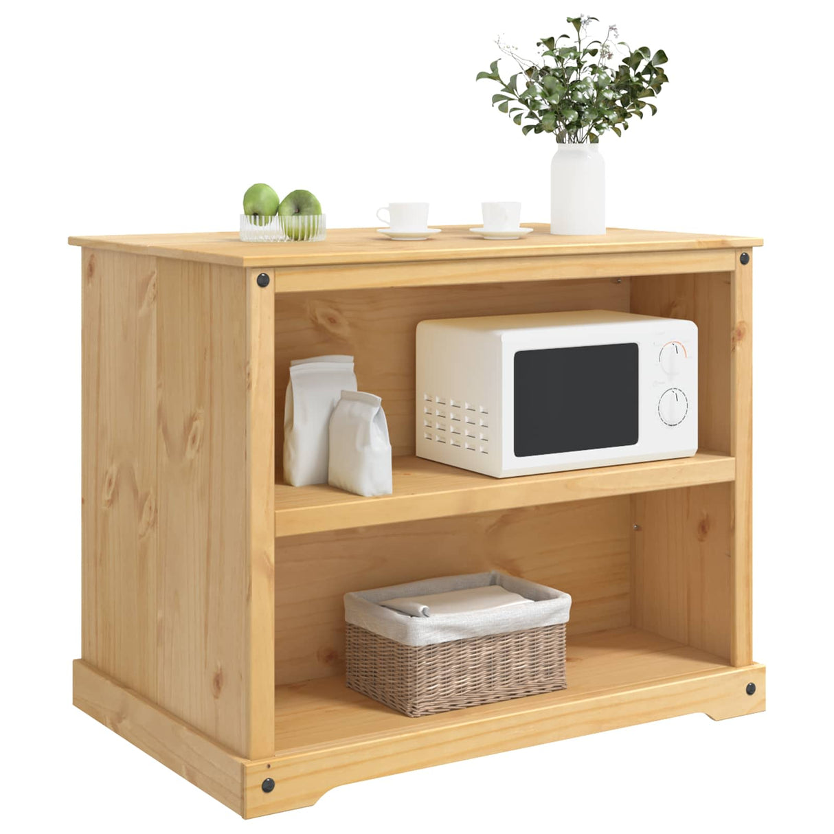 vidaXL Keuken Trolley met plank 2 pcs Honingwas 112 x 77 x 91,5 cm