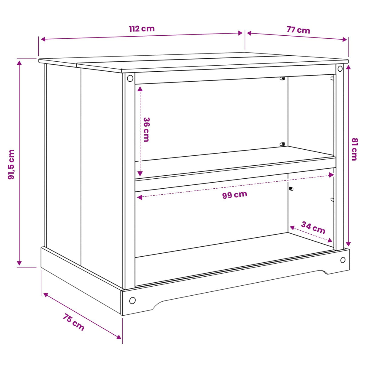vidaXL Keuken Trolley met plank 2 pcs Honingwas 112 x 77 x 91,5 cm