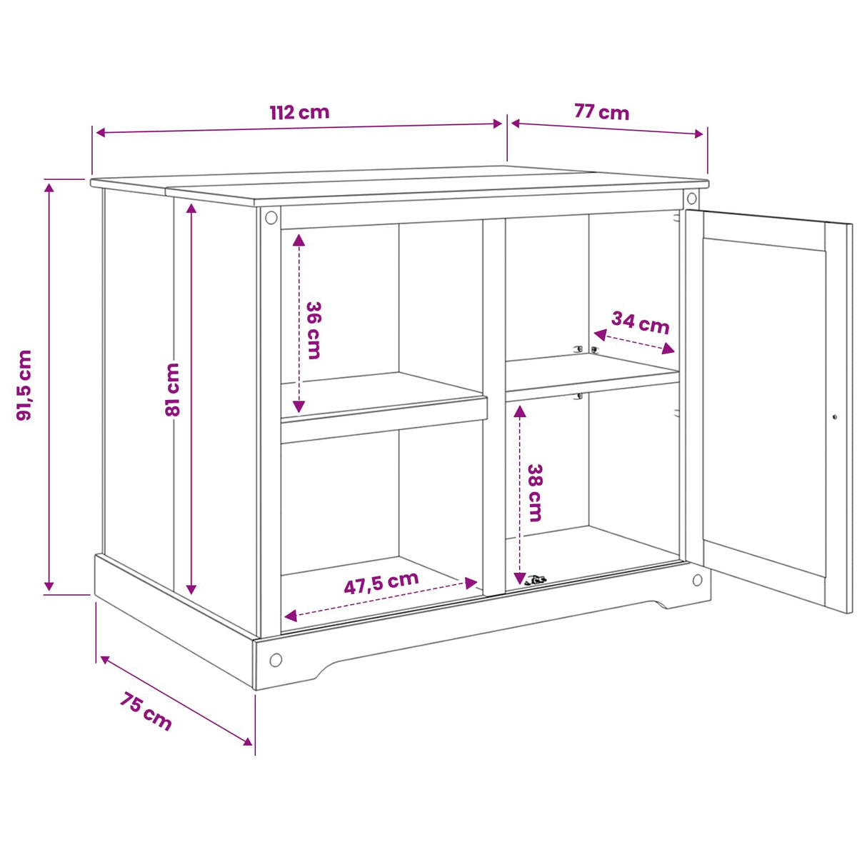 vidaXL Keuken Trolley met plank 2 pcs Honingwas 112 x 77 x 91,5 cm