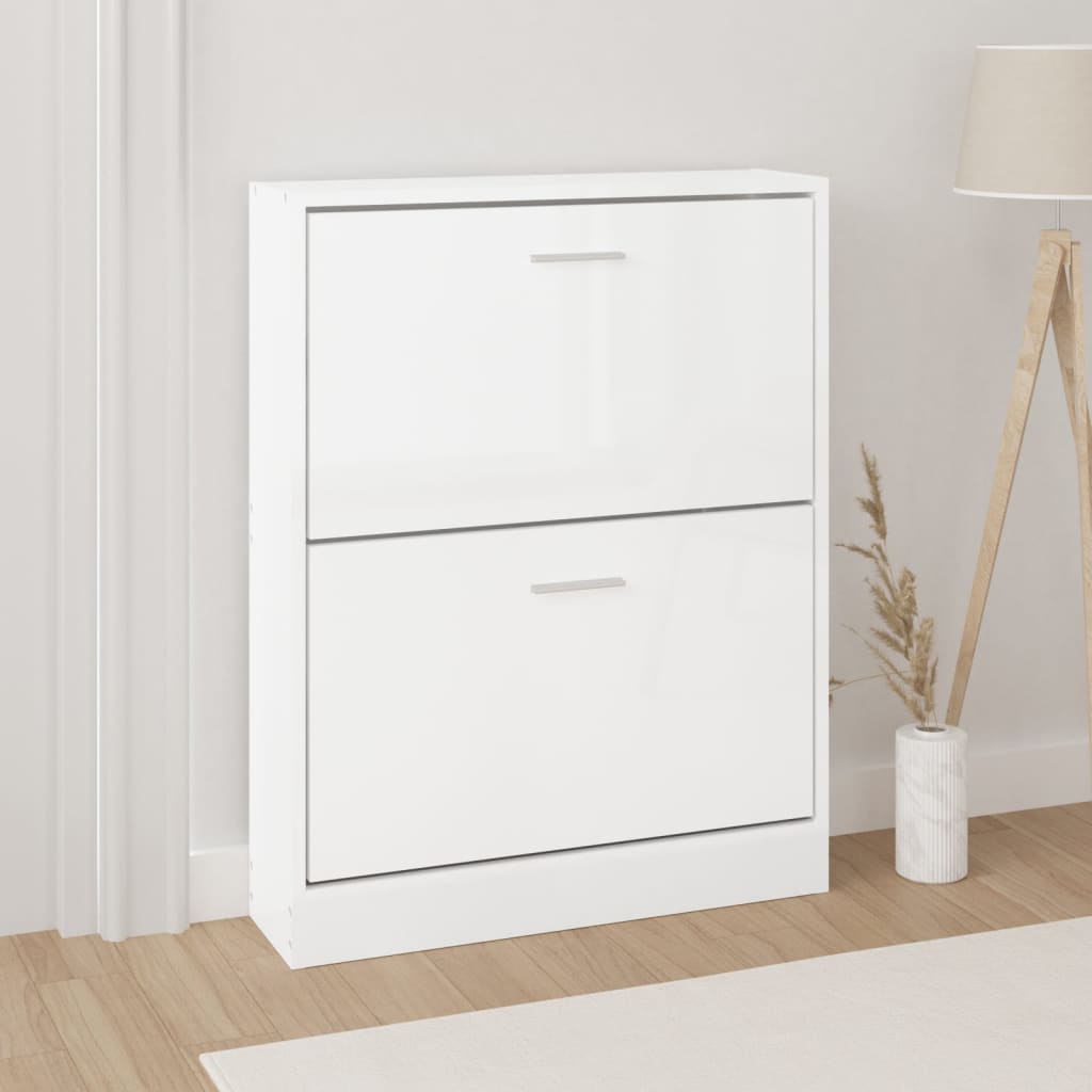 vidaXL Schoenenkast 59x17x169 cm bewerkt hout hoogglans wit