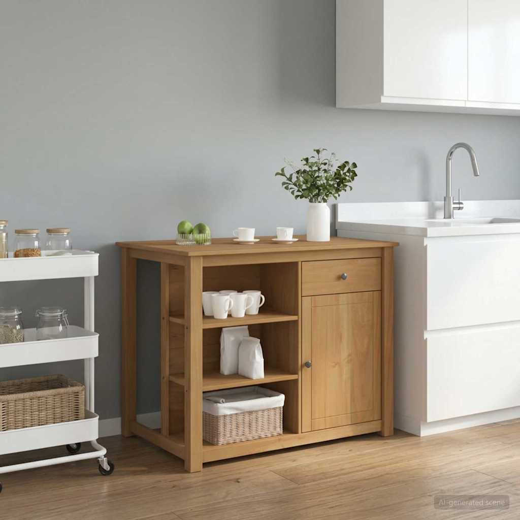 vidaXL Keuken Trolley met lade PANAMA 2 pcs Honingwas 112 x 77 x 90 cm