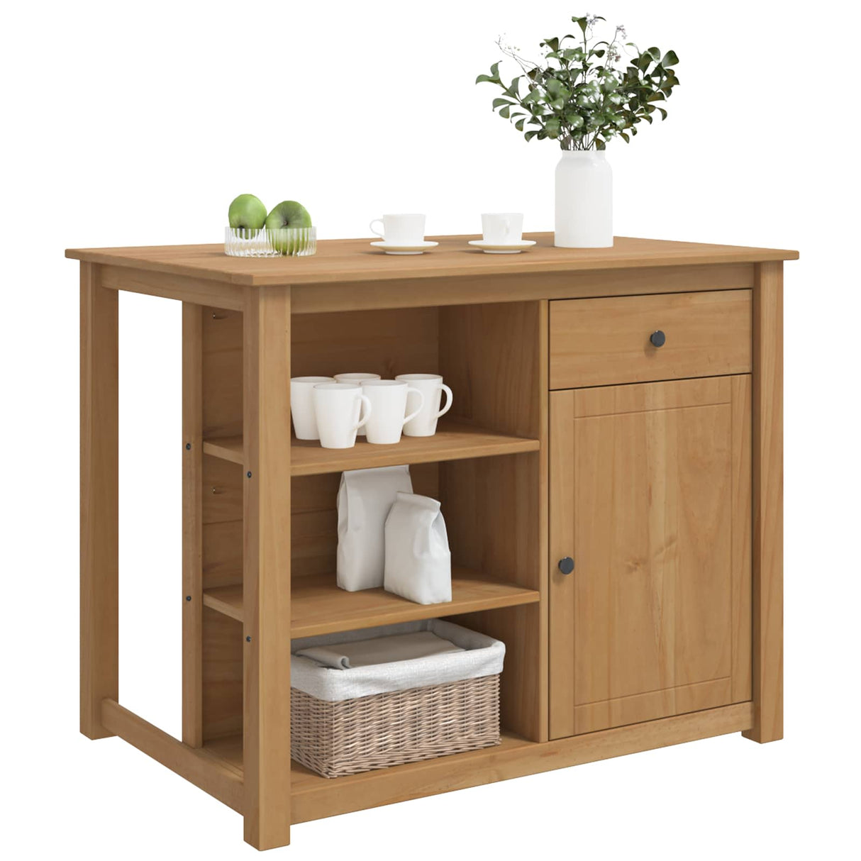 vidaXL Keuken Trolley met lade PANAMA 2 pcs Honingwas 112 x 77 x 90 cm