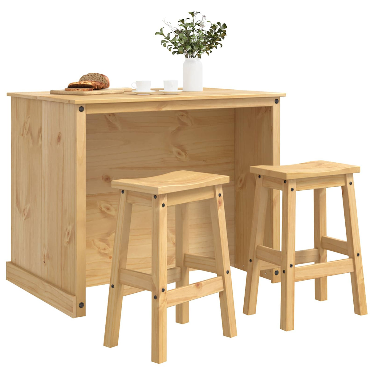 vidaXL Keuken eiland set met plank 3 pcs Honingwas Massief grenen