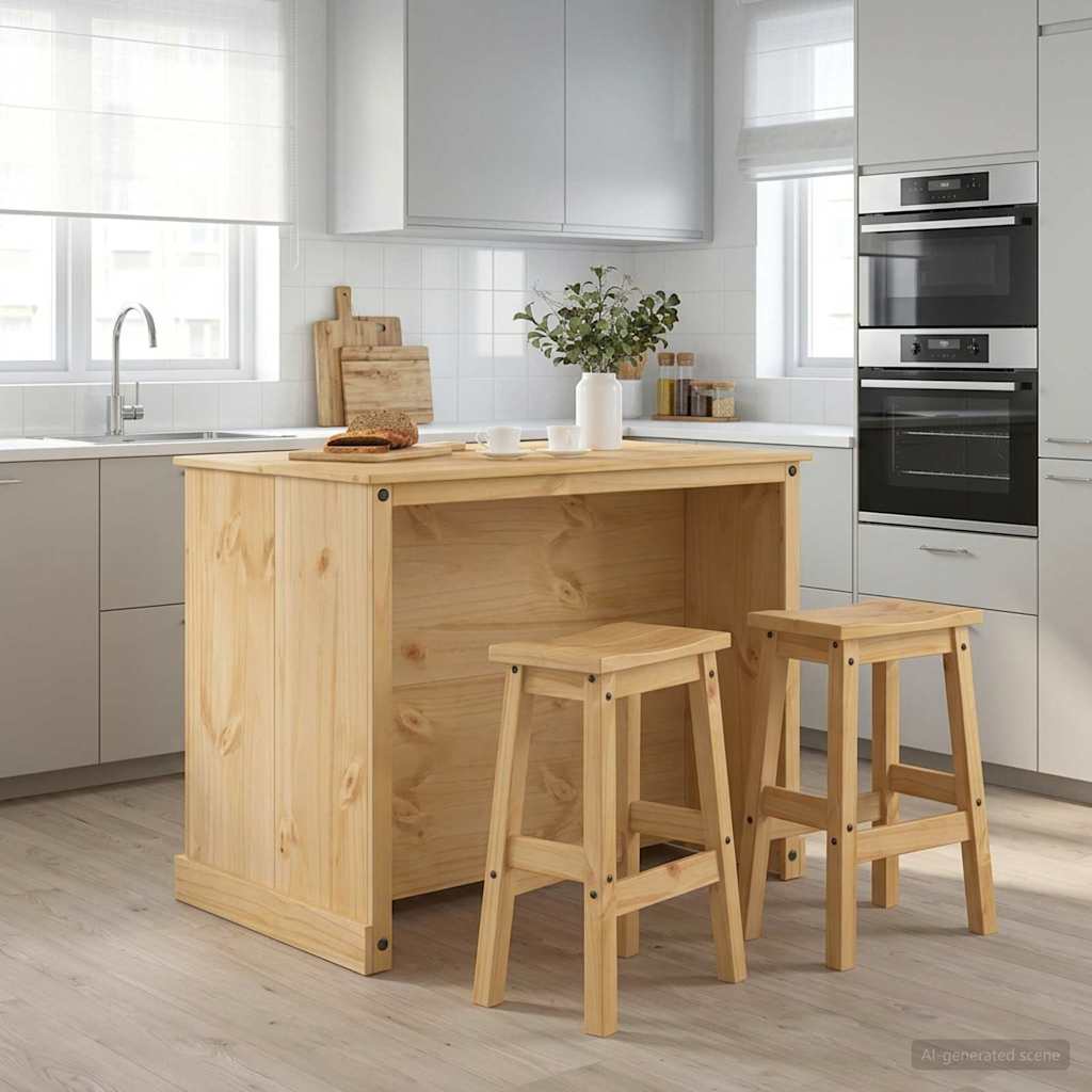 vidaXL Keuken eiland set met plank 3 pcs Honingwas Massief grenen