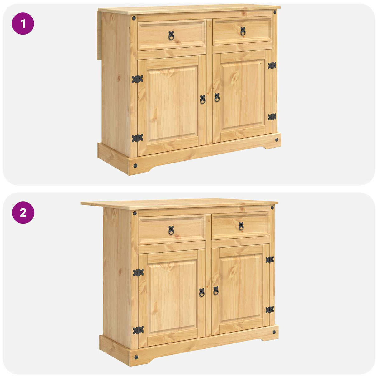 vidaXL Keuken eiland set Corona 3 pcs Honingwas Massief grenenhout