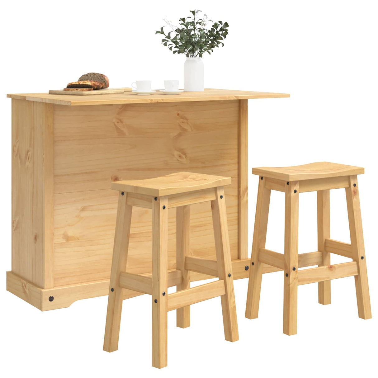 vidaXL Kitchen island set with drawer 3 pcs Honey Wax Solid pine