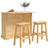 vidaXL Kitchen island set with drawer 3 pcs Honey Wax Solid pine