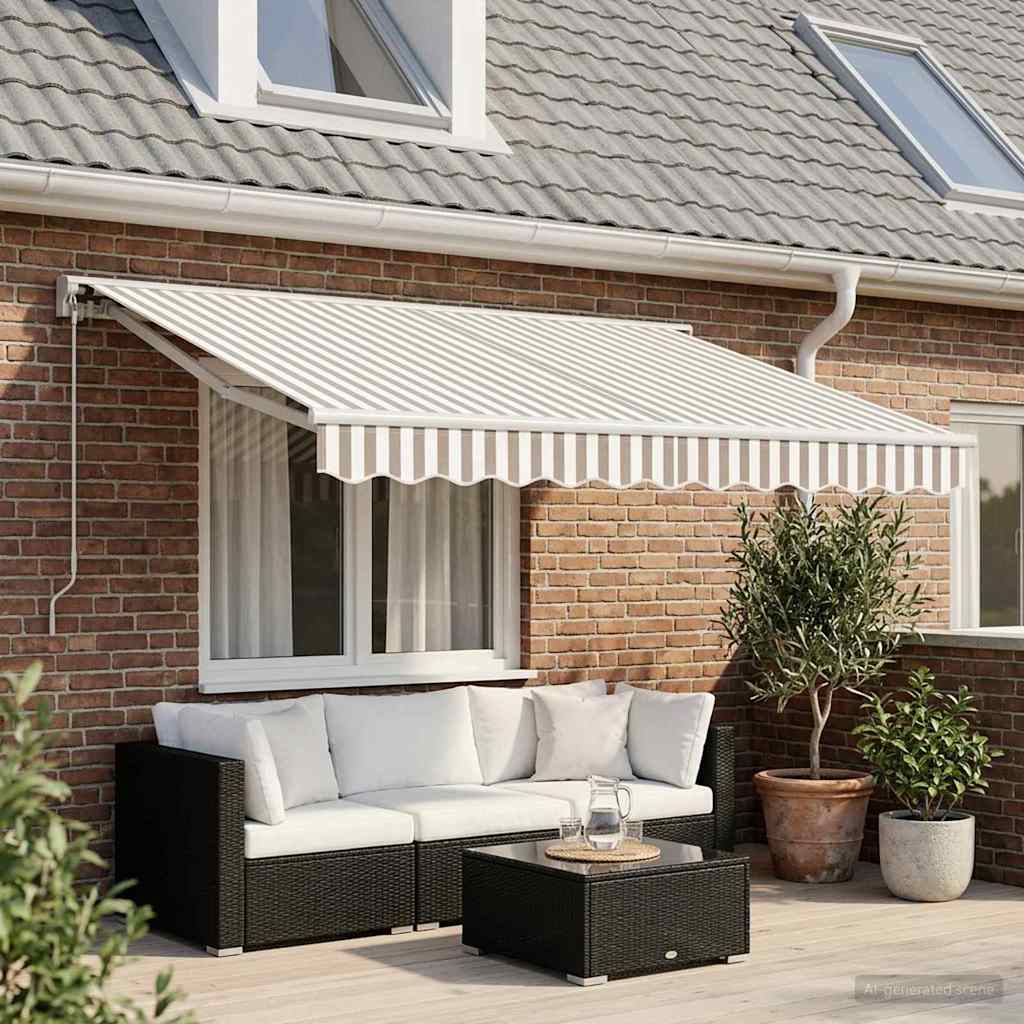vidaXL Retractable Awning Light grey and white 2.5 x 2 m