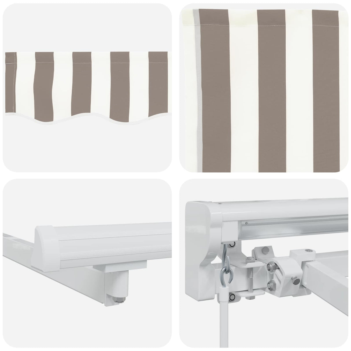 vidaXL Retractable Awning Light grey and white 2.5 x 2 m