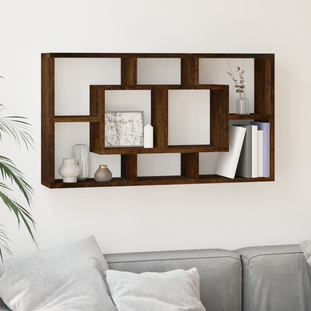 vidaXL Wandschap zwevend 8 vakken wit