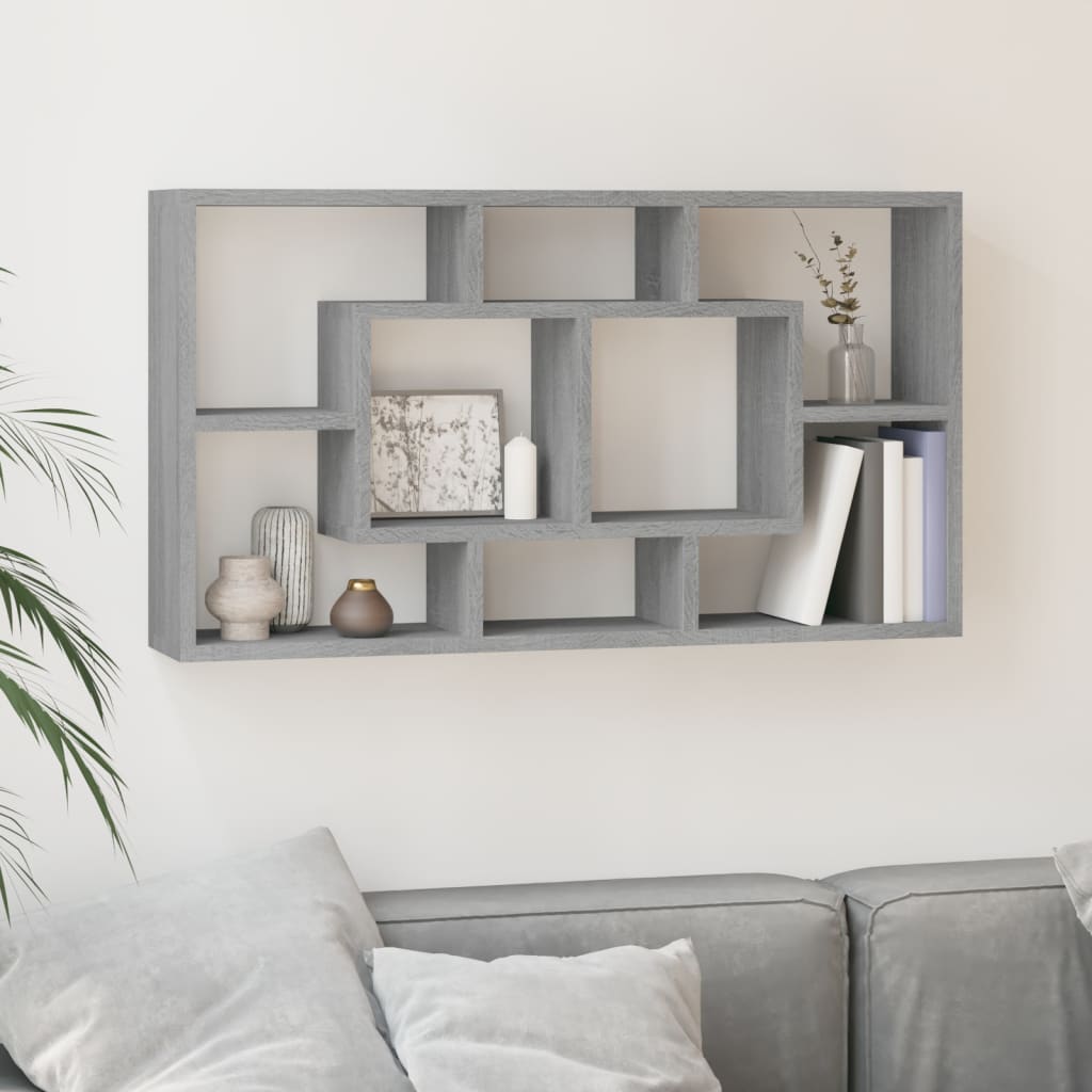 vidaXL Wandschap zwevend 8 vakken wit